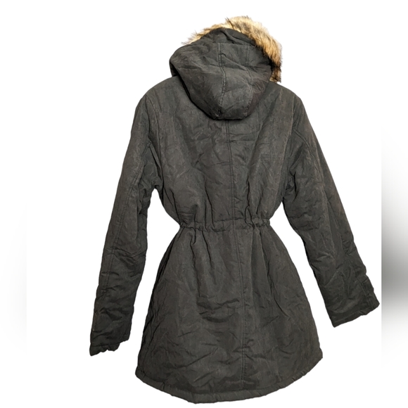 Kancy Kole Blackish Women's Large Winter Coat Long Brown Fur Lined Hood NWT - Picture 11 of 11
